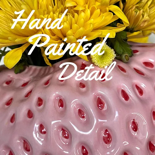 Miniatura 7 de PeachiiPitt - Florero de fresa rosa, jarrón único para decoración estética, decoraciones de fresa para cocina, estantería y centro de mesa auxiliar