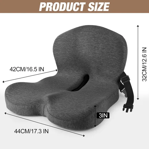Miniatura 2 de MYFAMIREA Cojín para Asiento de Camión, Cojín de Asiento de Espuma Viscoelástica para Camionero para Asiento Largo con Correa Ajustable, Soporte