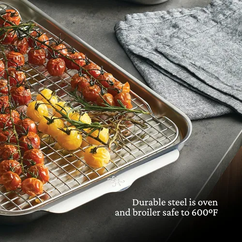 Miniatura 4 de Hestan Provisions OvenBond - Sartén mediana de acero inoxidable con revestimiento triple de 12 x 15 pulgadas