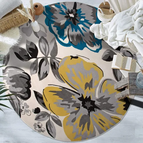 Miniatura 18 de Rugshop Alfombra moderna de diseño floral azul, elegante que no se desprende, 24 x 87 pulgadas para sala de estar, dormitorio, comedor, cocina