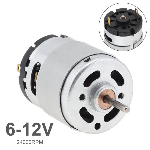 Miniatura 8 de ChgImposs RS360 DC Motor 6-12V 12000-24000RPM Cepillo de carbono de alta velocidad Micro motor con anillo de protección para juguetes de bricolaje