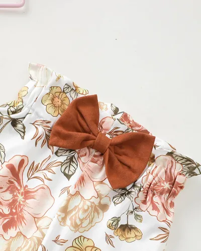 Miniatura 106 de Kucnuzki Conjunto de ropa para bebé niña pequeña, camisa de manga con volantes, pantalón floral, ropa de otoño e invierno para niña