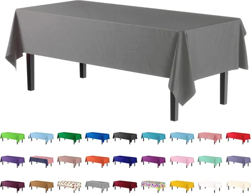 Miniatura 15 de Party Solids Paquete de 4 manteles de plástico color azul aguamarina, 54 x 108 pulgadas, mantel desechable para fiestas y pícnics
