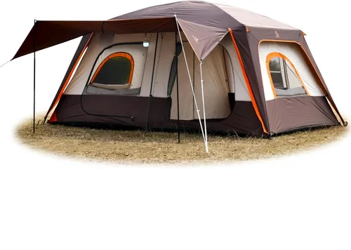 Miniatura 19 de KTT Extra Large Tent 10-12-14 Person(Style-B),Family Cabin Tents,2 Rooms,3 Doors and 3 Windows with Mesh,Straight Wall,Waterproof,Double Layer,Big