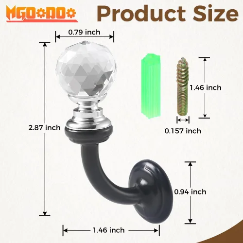 Miniatura 3 de Ganchos pequeños de cristal para montar en la pared, 2.87 x 1.46 pulgadas, soporte decorativo para toallas con tornillo para mascarilla, sombrero