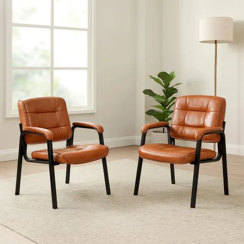 Miniatura 7 de Naomi Home Sillas apilables de piel sintética para invitados de oficina, sillas de recepción con reposabrazos para vestíbulo, clínica, sala
