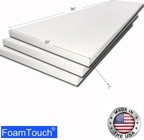 Miniatura 2 de FoamTouch Cojín de espuma para tapicería (paquete de 3) de alta densidad, 1 pulgada de alto x 30 pulgadas de ancho x 96 pulgadas de largo, fabricado