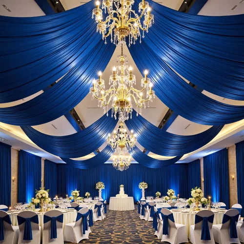 Miniatura 30 de 2 paneles de cortinas de techo beige de 5 x 30 pies para fiestas de boda – 30 pies extra largas de poliéster grueso sin arrugas, decoración
