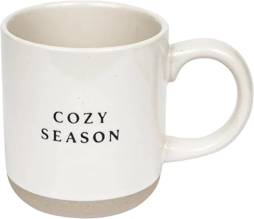 Miniatura 8 de Sweet Water Decor Taza de café de otoño con diseño de hojas marrones, taza de gres de 14 onzas para té y sidra, apta para microondas y lavavajillas