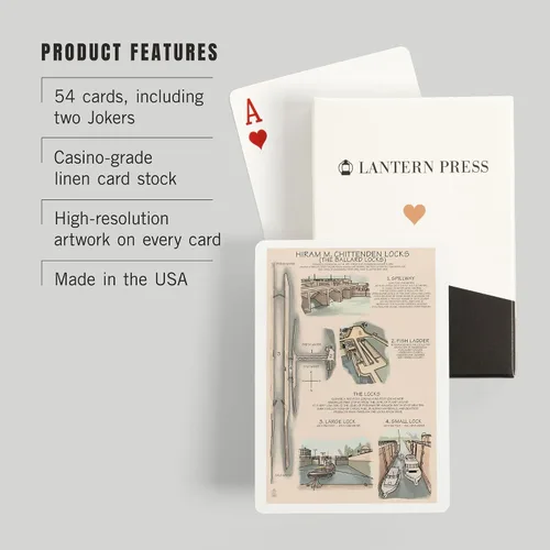 Miniatura 3 de Lantern Press Ballard Locks Technical, 52 Playing Cards for Adults, Poker Size Card Deck
