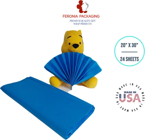 Cuadrados de papel de seda azul brillante, 24 hojas a granel, papel de regalo premium y suministros de arte para cumpleaños, vacaciones o regalos