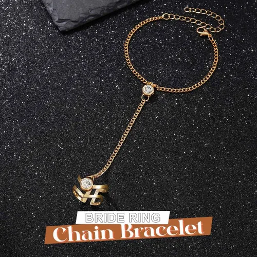 Miniatura 2 de ACEDRE Pulseras de cristal bohemias, arnés de mano de oro, anillos de dedo, accesorios de mano para mujer, Metal