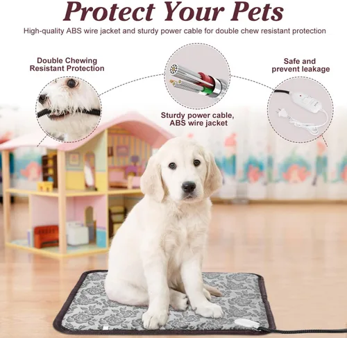 Miniatura 2 de Almohadilla térmica para gatos, almohadilla térmica impermeable de 17.7 x 17.7 pulgadas, cama climatizada para gatos, manta de calentamiento