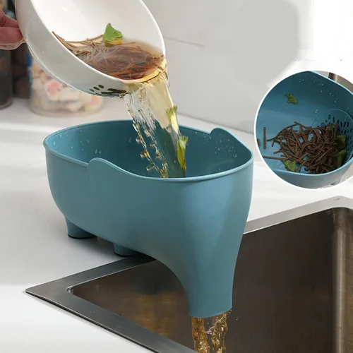 Miniatura 8 de Cesta de drenaje de elefante Cesta coladora de drenaje de esquina en forma de elefante, cesta multifuncional para fregadero de cocina, cesta