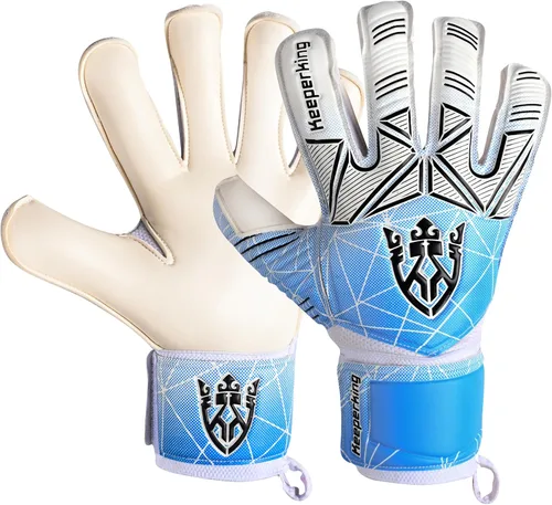 Miniatura 17 de Keeperking - Guantes de portero de fútbol para niños, jóvenes y adultos, palmas de agarre fuerte de látex con espinas removibles para la protección