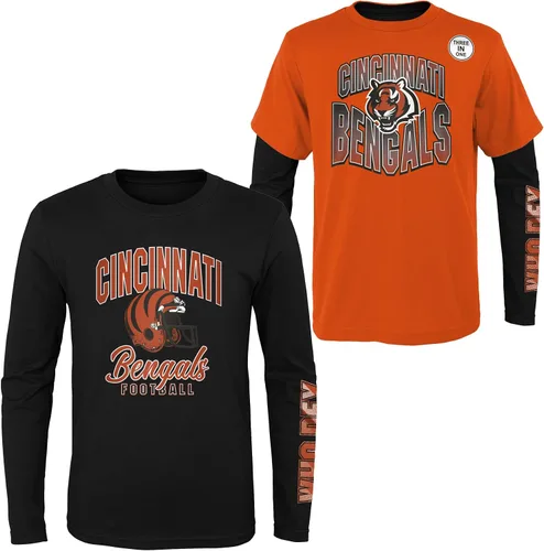 Miniatura 19 de NFL Conjunto de 3 Camisetas y Camisas de Manga Larga para Niños y Jóvenes 8-20, Colores del Equipo del Día del Juego
