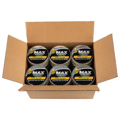 Miniatura 7 de Duck Max Strength - Cinta de embalaje transparente con dispensador, 6 rollos, 1.88 pulgadas x 22 yardas, transparente (284983) (paquete de 6)
