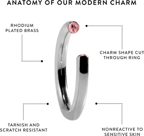Miniatura 3 de Stella Valle Birthstone Ring Adjustable Rhodium Plated Ring for Women with Swarovski Crystals Stackable Silver Ring Gift for Her Mother's Day