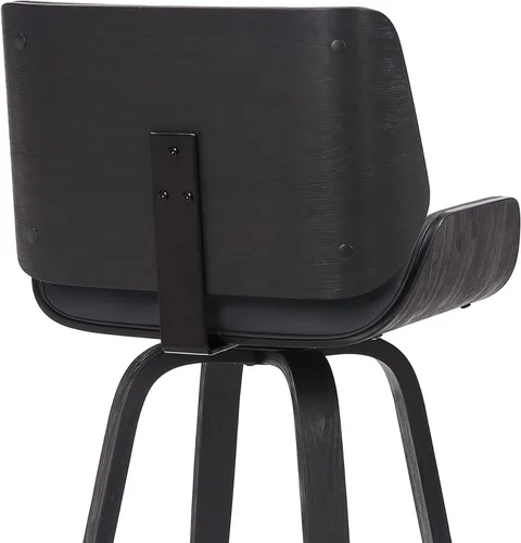 Miniatura 9 de Armen Living Tyler - Taburete giratorio de piel sintética gris y madera negra de 26 pulgadas de altura de mostrador Gris / Negro