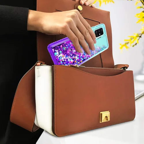 Miniatura 7 de STARSHOP Funda compatible con Samsung Galaxy A72 5G, con [protector de pantalla de vidrio templado incluido] Liquid Bling Sparkle Flotante Glitter
