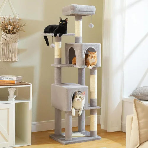 Miniatura 12 de MUTTROS Árbol de flores para gatos, torre para gatos de 28 pulgadas con acogedora percha de flores, hamaca grande para gatos pequeños