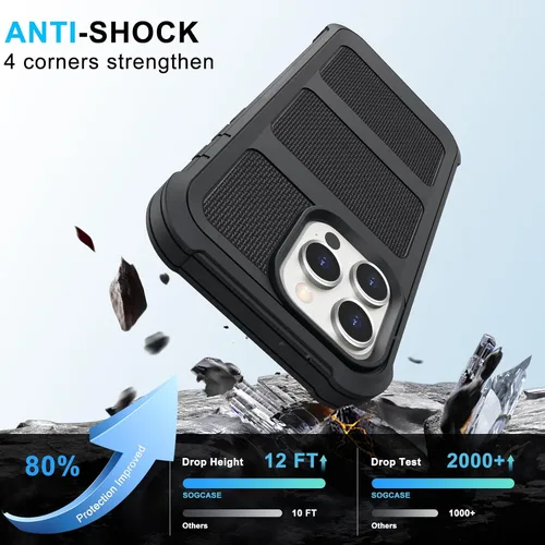 Miniatura 3 de Funda con clip para cinturón compatible con iPhone 12 Defender con soporte giratorio de 360°, protección resistente anticaídas y golpes, color negro