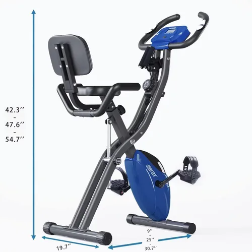 Miniatura 7 de Merax Bicicleta estática plegable, 3 en 1, bicicleta estática magnética para el hogar con resistencia de 16 niveles, bicicleta de ciclismo vertical