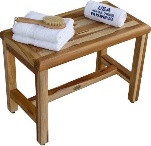 Miniatura 22 de EcoDecors Taburete de ducha de madera de teca natural de 18 pulgadas, impermeable, silla de asiento para ducha interior, proporciona seguridad