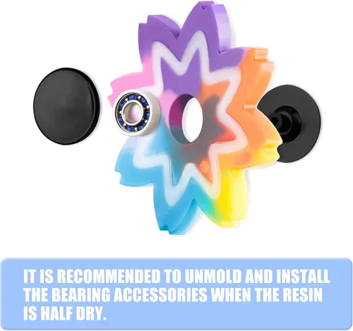 Miniatura 4 de NiArt Juego de Spinner de Dedo Manual DIY Kit de Molde de Resina de Epoxy de Silicona 9 Moldes con 10 Rodamientos, Juego de Juguete de Mano
