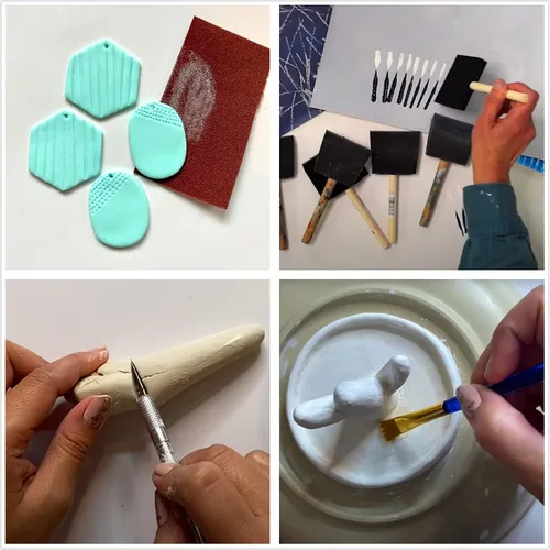 Miniatura 2 de 22 herramientas de arcilla seca al aire para adultos, fabricación de joyas, suministros de polímero para esculpir, juego de pinceles de pintura