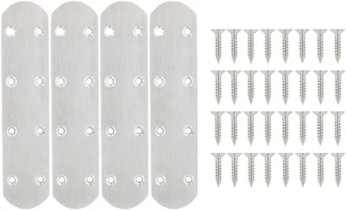 Miniatura 20 de 10 placas reparadoras resistentes, soporte plano de acero inoxidable, soporte recto, placas de fijación, conector de unión para muebles de madera