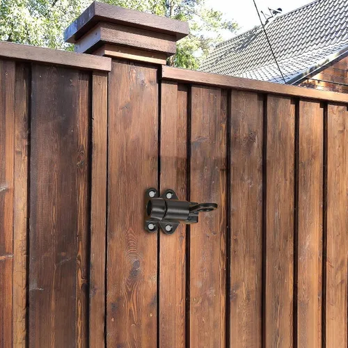 Miniatura 5 de 4 pestillos de cierre automático, pestillo de puerta de resorte para valla de madera, pestillos automáticos de puerta resistentes de seguridad, Negro