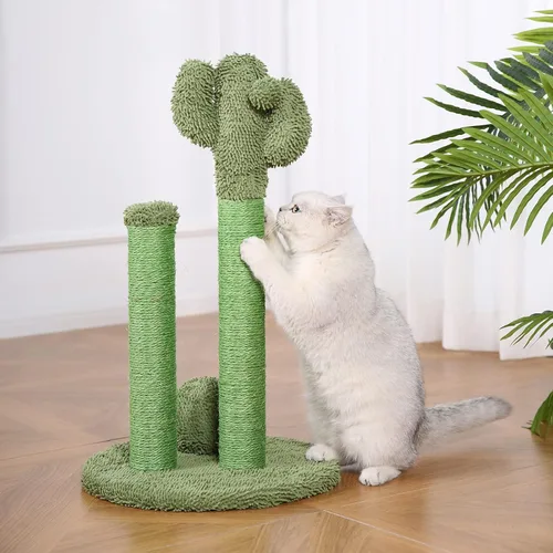 Miniatura 6 de Amazon Basics Rascador para gatos - Postes triples de cactus para interior, poste para rascar para gatos y gatitos con bola colgante, grande