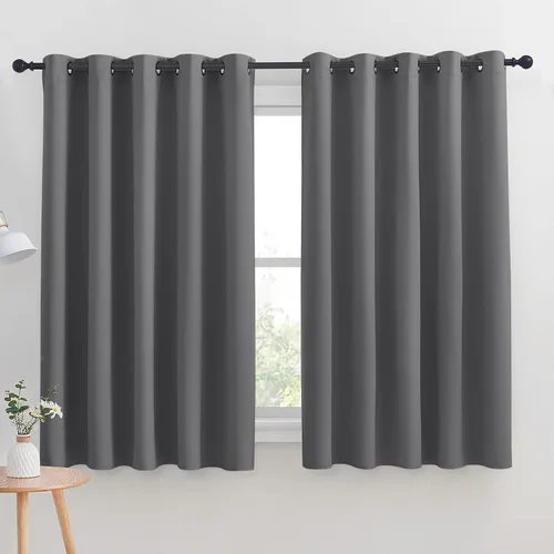 NICETOWN Paneles de Cortinas Opacas Grises para Dormitorio, Cortinas Opacas con Aislamiento Térmico y Ojales en la Parte Superior y Cortinas para