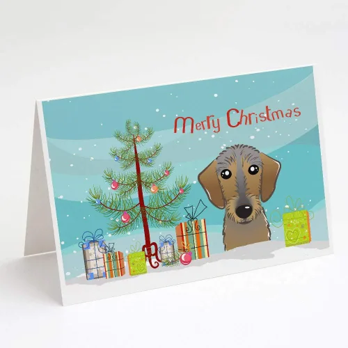 Miniatura 39 de Caroline's Treasures BB1616GCA7P - Tarjetas de felicitación y sobres de árbol de Navidad y sabueso afgano, paquete de 8 tarjetas en blanco