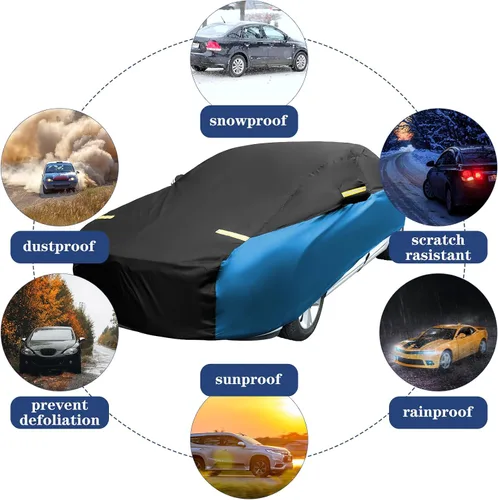 Miniatura 5 de Riakrum Funda completa impermeable para todo tipo de clima, para automóviles, resistente al viento, a la lluvia, protección UV, resistente a