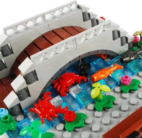 Miniatura 6 de BAENRCY Arch Bridge - Bloques de construcción para estanque, accesorios de fuente, juego de calles, kit de ladrillos de construcción, juego de Grande