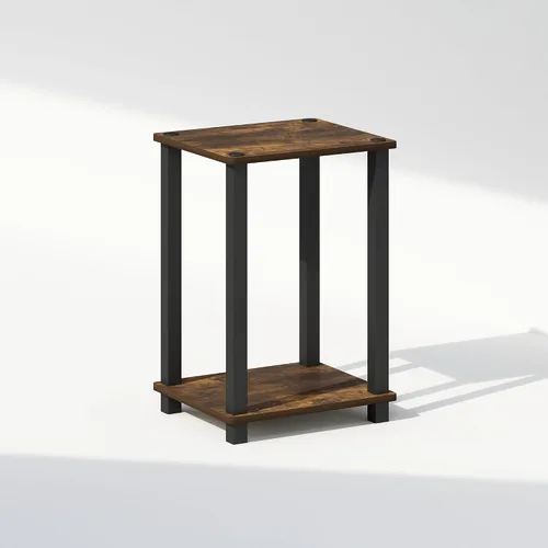 Miniatura 5 de Furinno Mesa de Noche Simplista, Mesita de Noche Pequeña de 2 Niveles con Estante Abierto, Mesa de Cabecera de Montaje sin Herramientas, Mesa