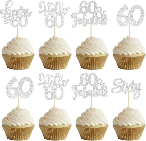 Miniatura 51 de 30 piezas Adornos para pastel de cumpleaños de 6 años, seis brillos, hola 6, púas para cupcakes, felicitaciones a los 6 años, decoraciones