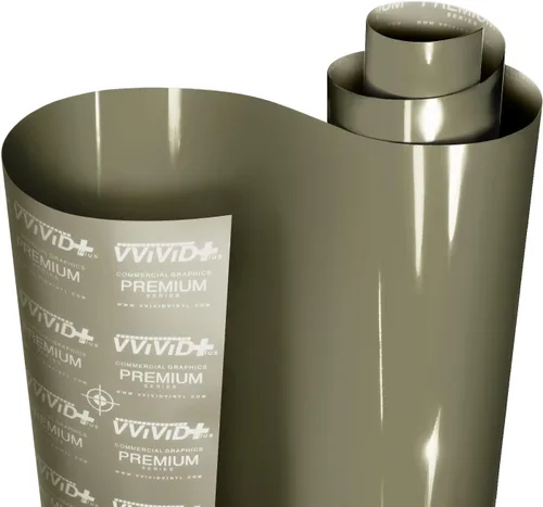 VViViD+ Ultra Brillante Verde Caqui 30.5 cm x 1.5 m Rollo de Película de Envoltura de Vinilo para Auto, Película de Reemplazo de Pintura Premium con
