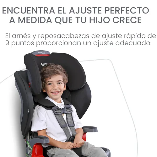 Miniatura 6 de Britax Grow with You ClickTight Asiento de Coche Arnés-2-Elevador, Elevador de Respaldo Alto 2-en-1, Contorno Negro