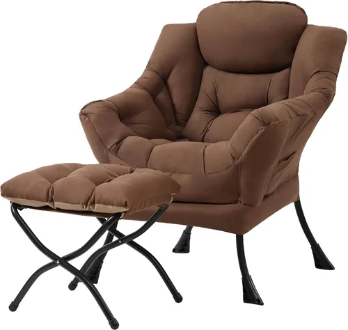 Miniatura 32 de Tiita - Sillón reclinable con otomana, grande, moderno, silla de ocio, de lectura, con reposapiés, para dormitorio, sala de estar, dormitorios, Gris