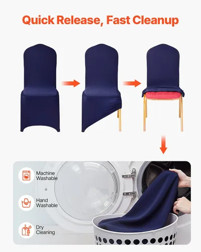 Miniatura 72 de VEVOR 150 fundas blancas para sillas de poliéster y elastano, fundas elásticas para bodas, fiestas, comedor, banquetes, sin pinzas, 150