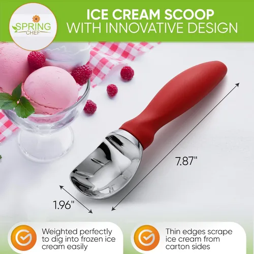 Miniatura 2 de Spring Chef - Cuchara para helado con mango suave, profesional, fuerte y resistente, utensilio de cocina de primera calidad para masa de galletas