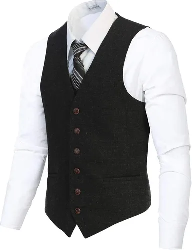 Miniatura 106 de Gioberti Chaleco de tweed formal de 6 botones para hombres