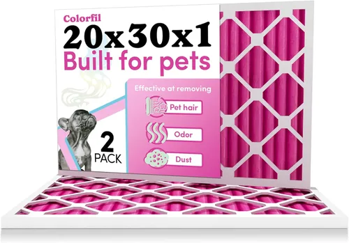 Colorfil - Filtro de aire de 20 x 30 x 1 pulgadas, filtros que cambian de color diseñados para el olor de gatos y perros, filtro MERV 8, filtro de