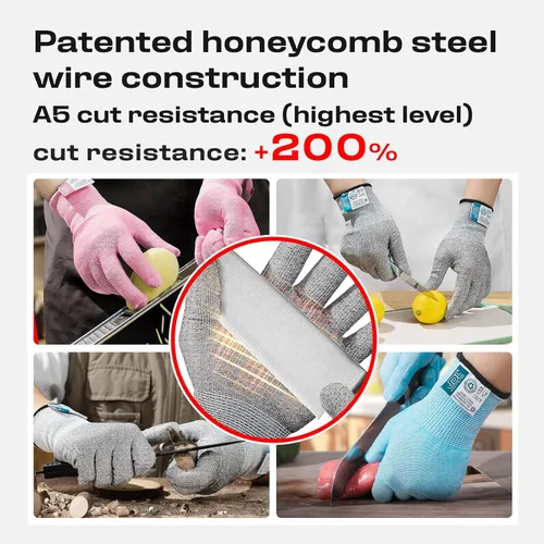 Miniatura 6 de JDL ANSI A6 - Guantes resistentes a cortes para mujer, grado alimenticio, protección de cuchillos, manejo de vidrio, comodidad superior y ligeros