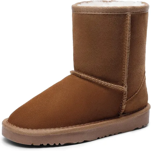 DREAM PAIRS botas de piel de oveja para niños y niñas, para niños pequeños y grandes, botas con piel para la nieve