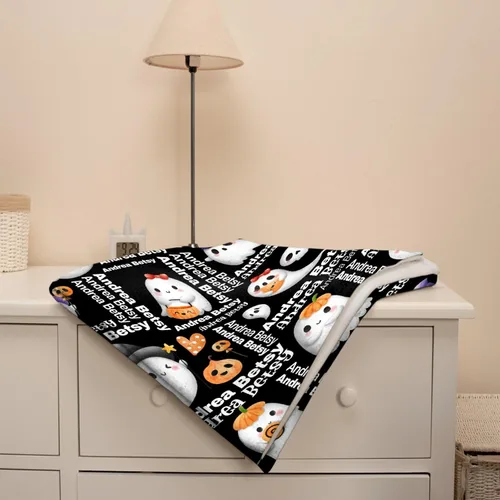 Miniatura 7 de Manta personalizada de fantasmas de Halloween, regalos para niñas, mujeres y niños, manta de forro polar ligera, espeluznante para niños, mantas
