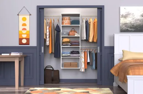 Miniatura 5 de ClosetMaid SuiteSymphony - Kit de armario colgante incluye (1) torre, (3) varillas para armario y (6) estantes, color blanco